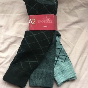 NWT 3 Pack Aerosoles Black and Gray Knee Socks